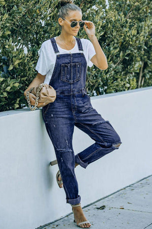 Tough Distressed Denim Overalls - MXSTUDIO.COM