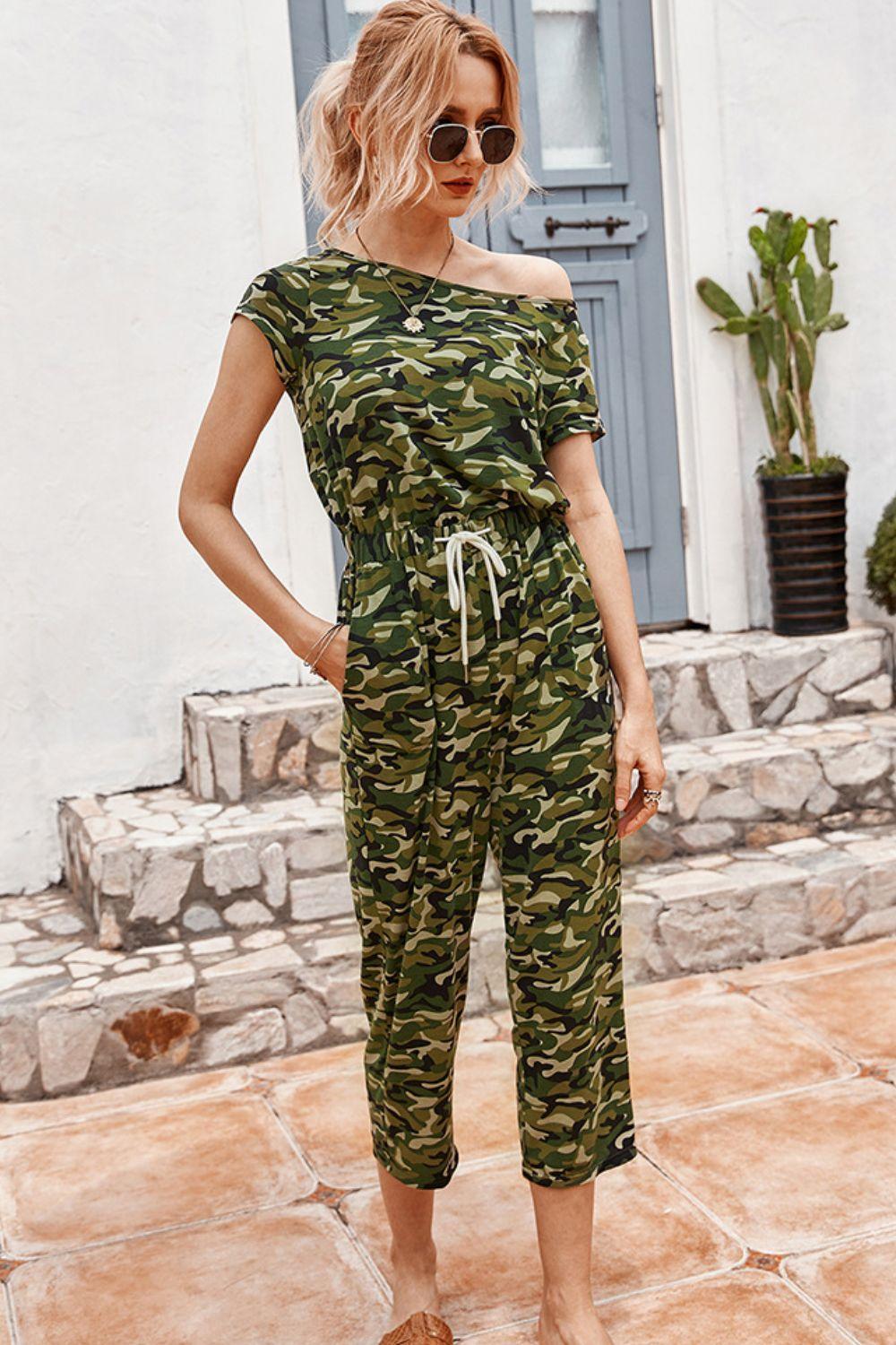 Tough Tapered Crop Leg Camouflage Jumpsuit - MXSTUDIO.COM