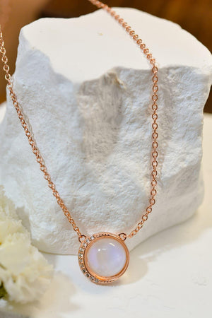 Tranquil Life Rose Gold Plated Chain Moonstone Necklace - MXSTUDIO.COM