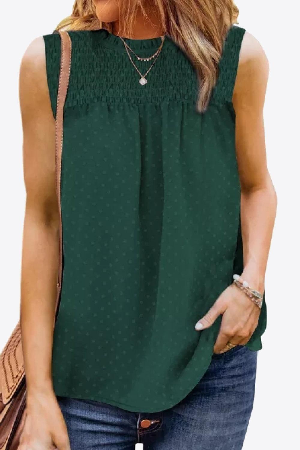 Tranquil Vibe Smocked Tie Back Tank Top - MXSTUDIO.COM