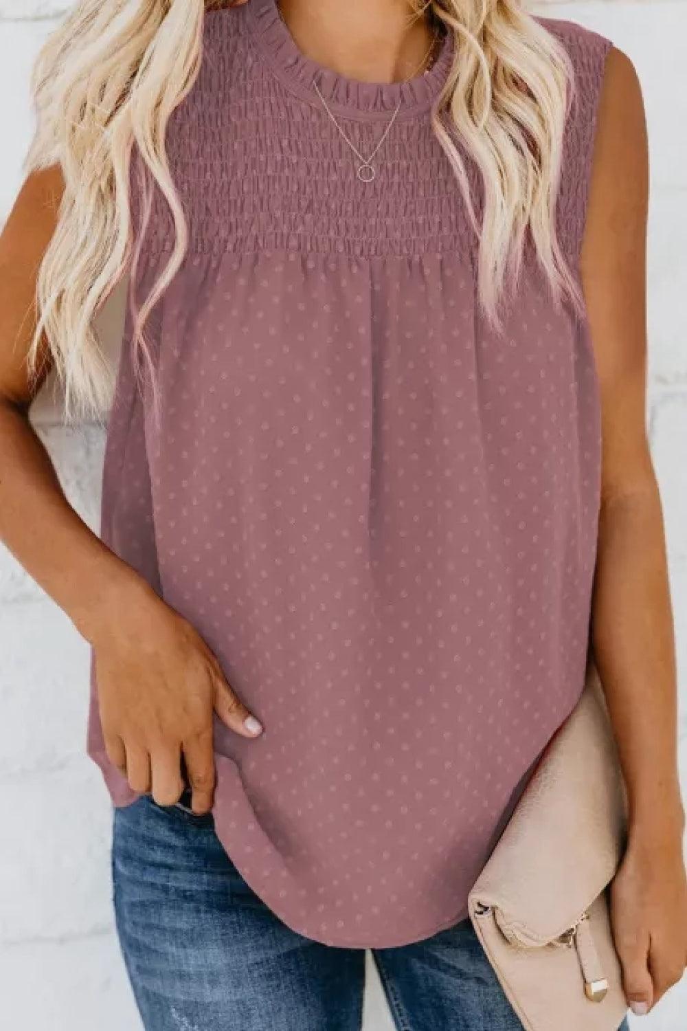 Tranquil Vibe Smocked Tie Back Tank Top - MXSTUDIO.COM