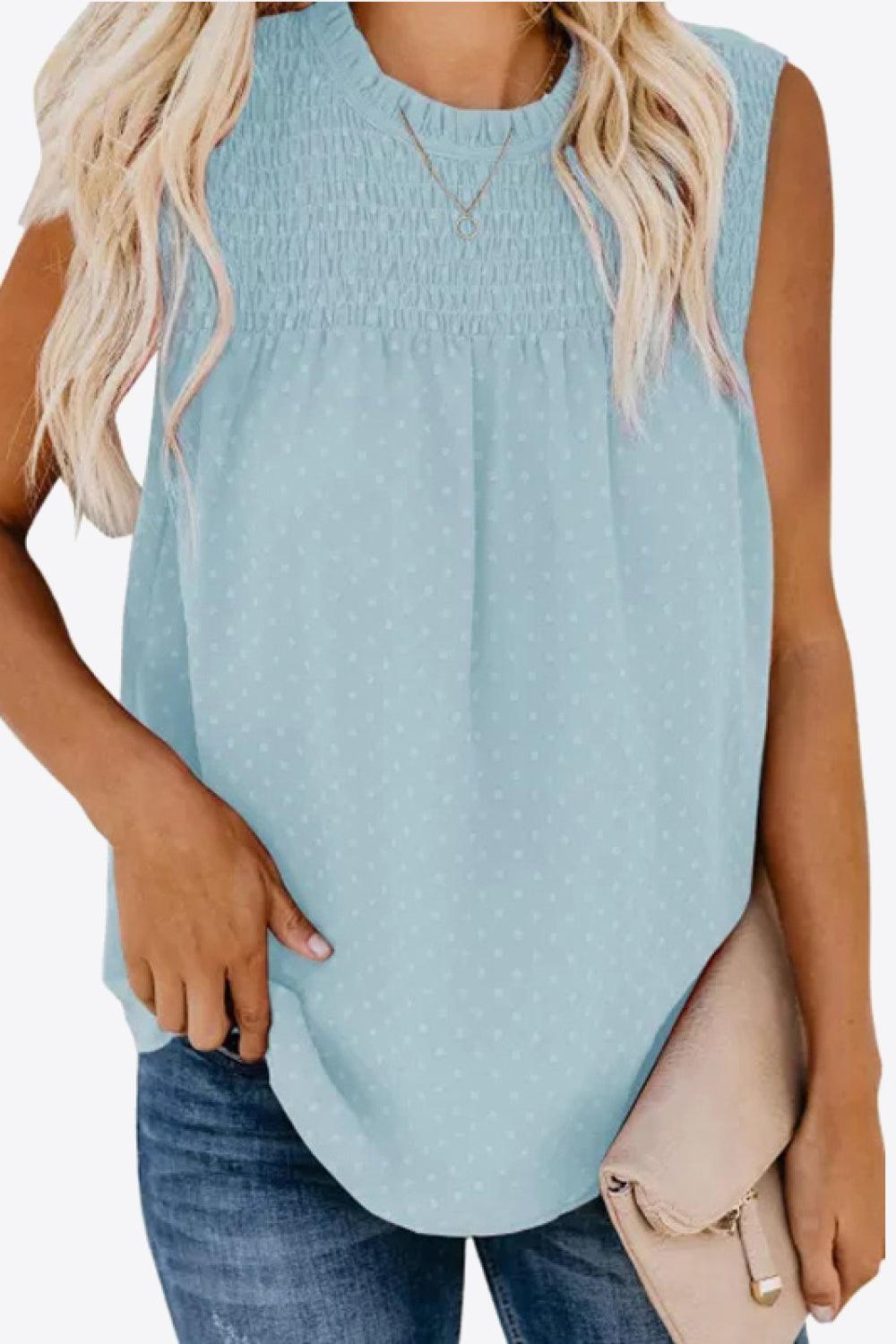 Tranquil Vibe Smocked Tie Back Tank Top - MXSTUDIO.COM