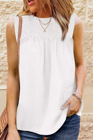 Tranquil Vibe Smocked Tie Back Tank Top - MXSTUDIO.COM