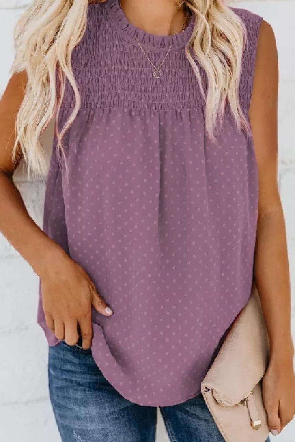 Tranquil Vibe Smocked Tie Back Tank Top - MXSTUDIO.COM