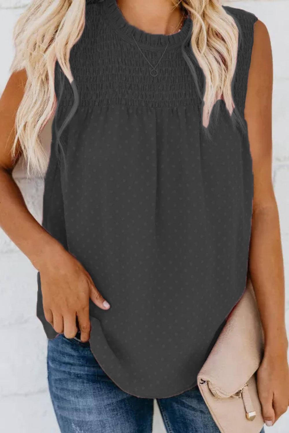 Tranquil Vibe Smocked Tie Back Tank Top - MXSTUDIO.COM