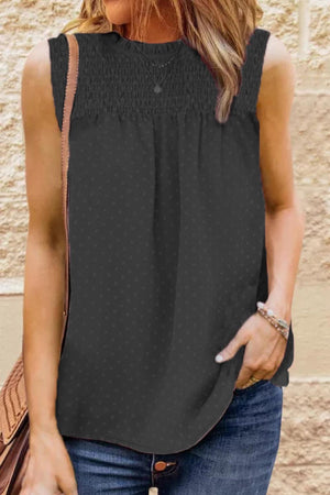 Tranquil Vibe Smocked Tie Back Tank Top - MXSTUDIO.COM