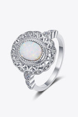 Treasured Platinum Plated 925 Sterling Silver Opal Ring - MXSTUDIO.COM