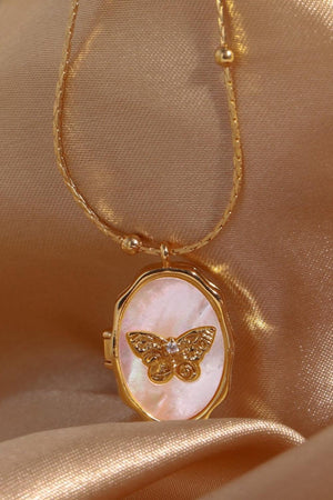 Trendsetter Shell Pendant Gold Butterfly Necklace - MXSTUDIO.COM