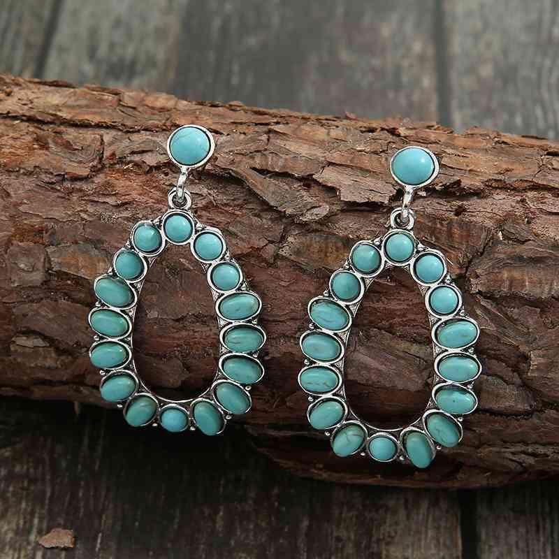 Trendsetting Artificial Turquoise Womens Drop Earrings-MXSTUDIO.COM