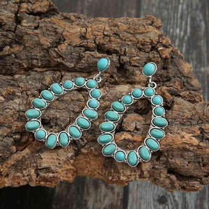 Trendsetting Artificial Turquoise Womens Drop Earrings-MXSTUDIO.COM