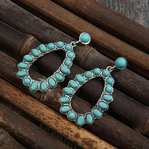 Trendsetting Artificial Turquoise Womens Drop Earrings-MXSTUDIO.COM