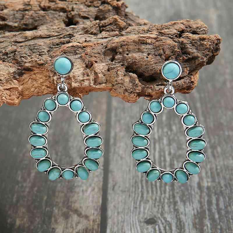 Trendsetting Artificial Turquoise Womens Drop Earrings-MXSTUDIO.COM