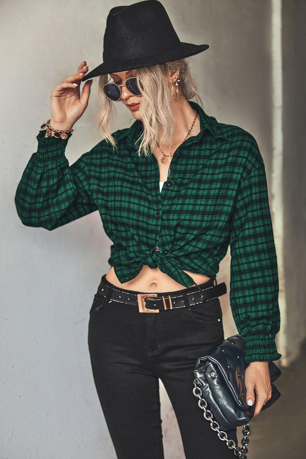 Trendsetting Plaid Button Front Shirt - MXSTUDIO.COM