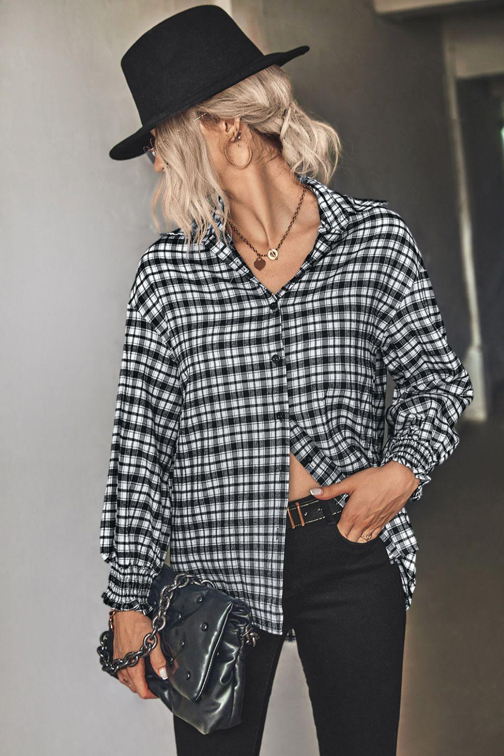 Trendsetting Plaid Button Front Shirt - MXSTUDIO.COM