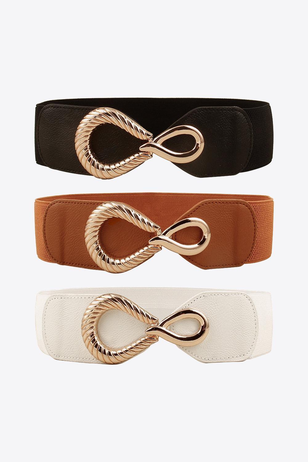 Trendy Touch Ribbed Alloy Buckle Waist Elastic Belt - MXSTUDIO.COM