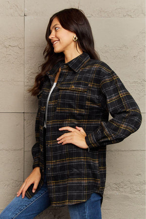 Trendy Warmth Plaid Shacket With Pockets - MXSTUDIO.COM