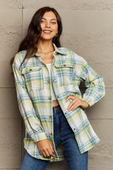 Trendy Warmth Plaid Shacket With Pockets - MXSTUDIO.COM