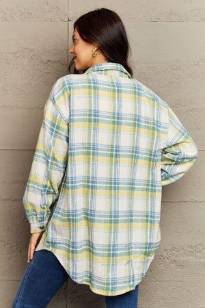 Trendy Warmth Plaid Shacket With Pockets - MXSTUDIO.COM