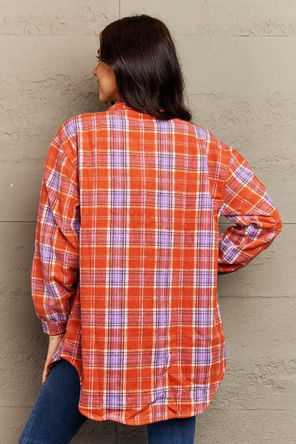 Trendy Warmth Plaid Shacket With Pockets - MXSTUDIO.COM