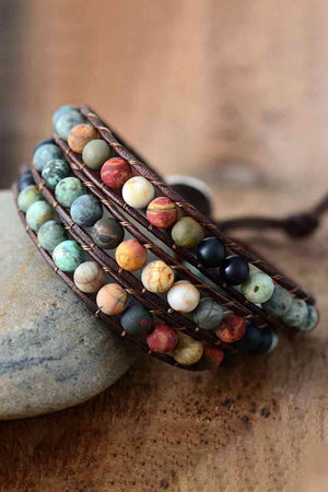 Triple Layer Agate Handmade Bead Bracelet-MXSTUDIO.COM