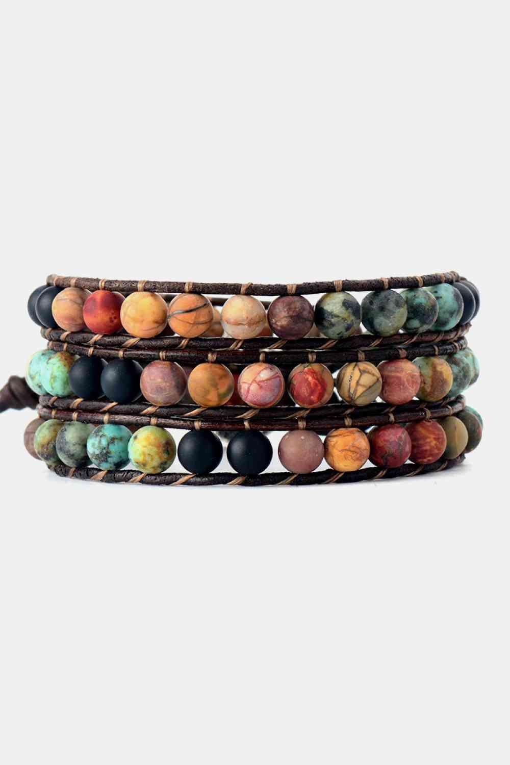 Triple Layer Agate Handmade Bead Bracelet-MXSTUDIO.COM