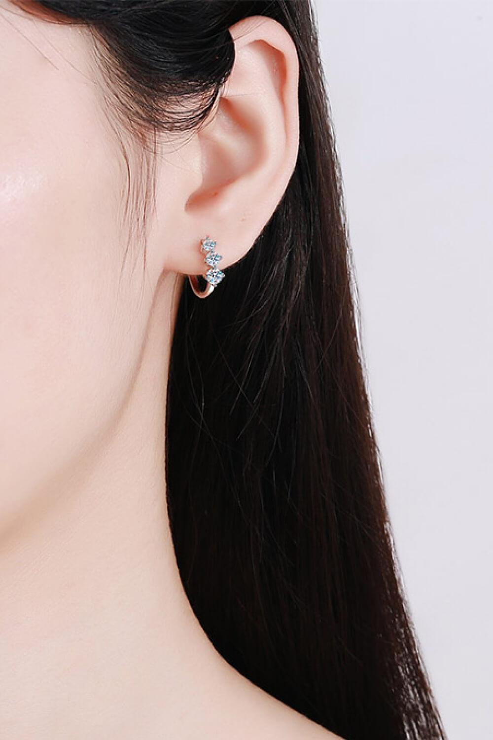 Triple Moissanite Accent Huggie Earrings - MXSTUDIO.COM