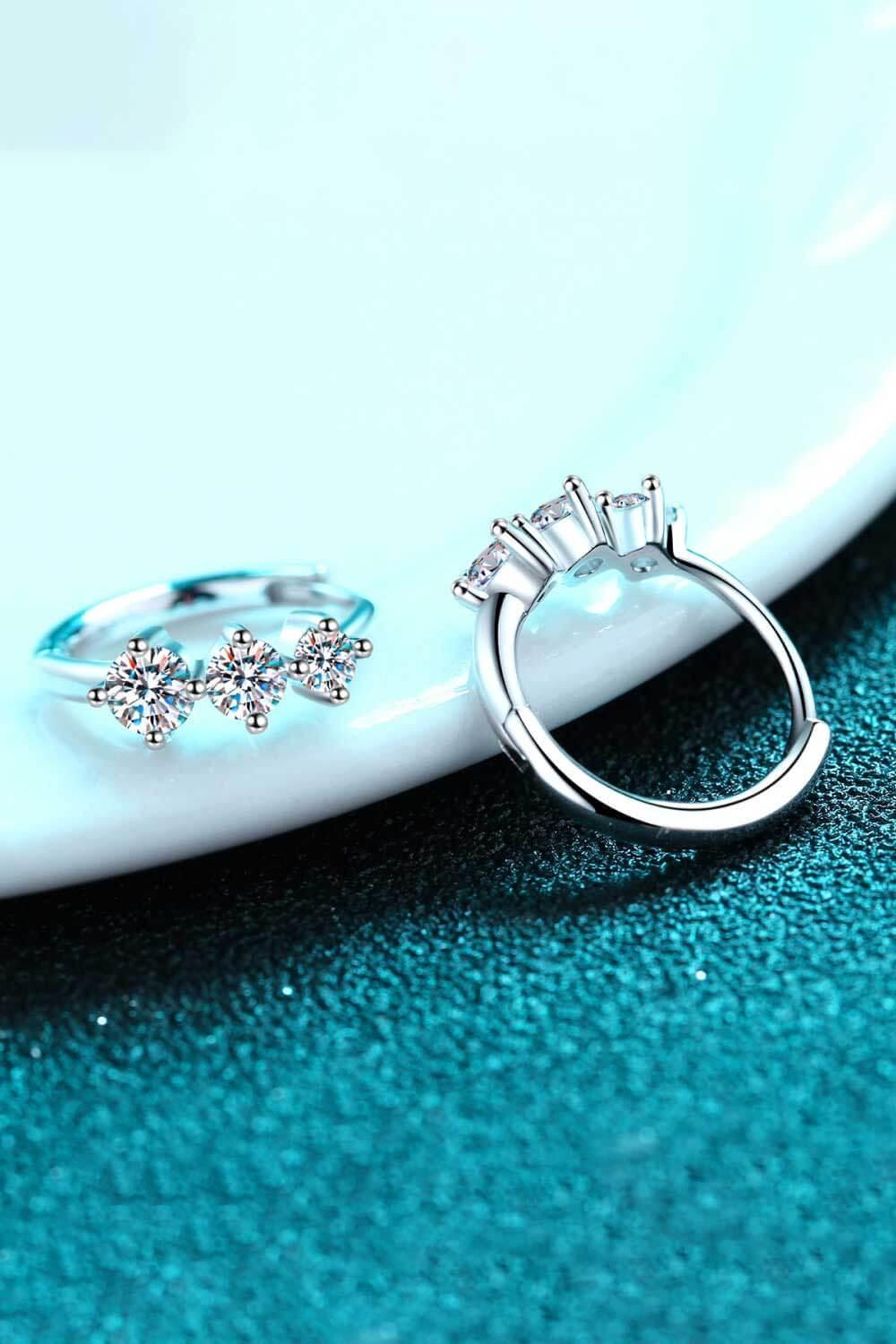 Triple Moissanite Accent Huggie Earrings - MXSTUDIO.COM