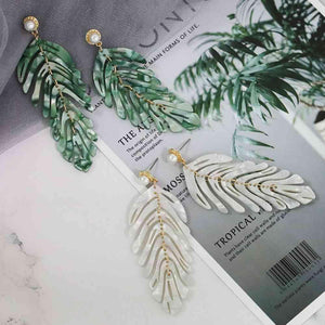 Tropical Feel Leaf Dangle Earrings-MXSTUDIO.COM