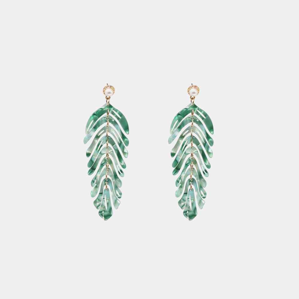 Tropical Feel Leaf Dangle Earrings-MXSTUDIO.COM