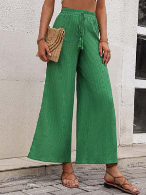 Tropical Vibe Slit Green Wide Leg Pants - MXSTUDIO.COM