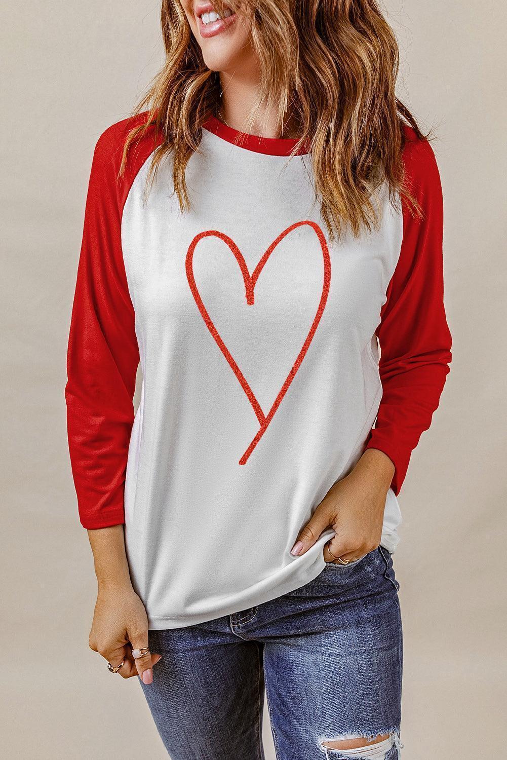 True Love Heart Graphic Long Sleeve T-Shirt - MXSTUDIO.COM