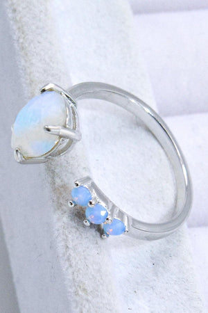 Truly Chic Rose Gold-Plated Open Moonstone Ring - MXSTUDIO.COM