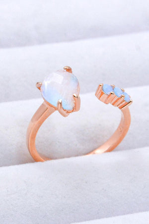 Truly Chic Rose Gold-Plated Open Moonstone Ring - MXSTUDIO.COM