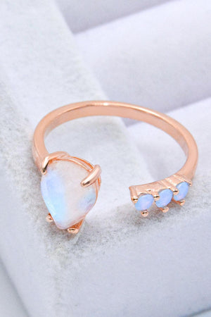 Truly Chic Rose Gold-Plated Open Moonstone Ring - MXSTUDIO.COM