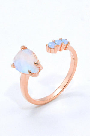 Truly Chic Rose Gold-Plated Open Moonstone Ring - MXSTUDIO.COM