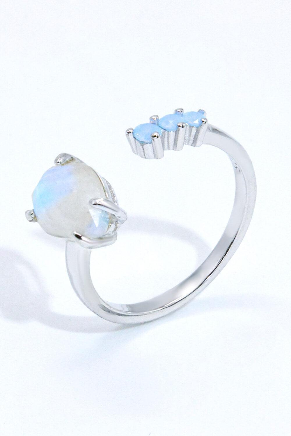 Truly Chic Rose Gold-Plated Open Moonstone Ring - MXSTUDIO.COM