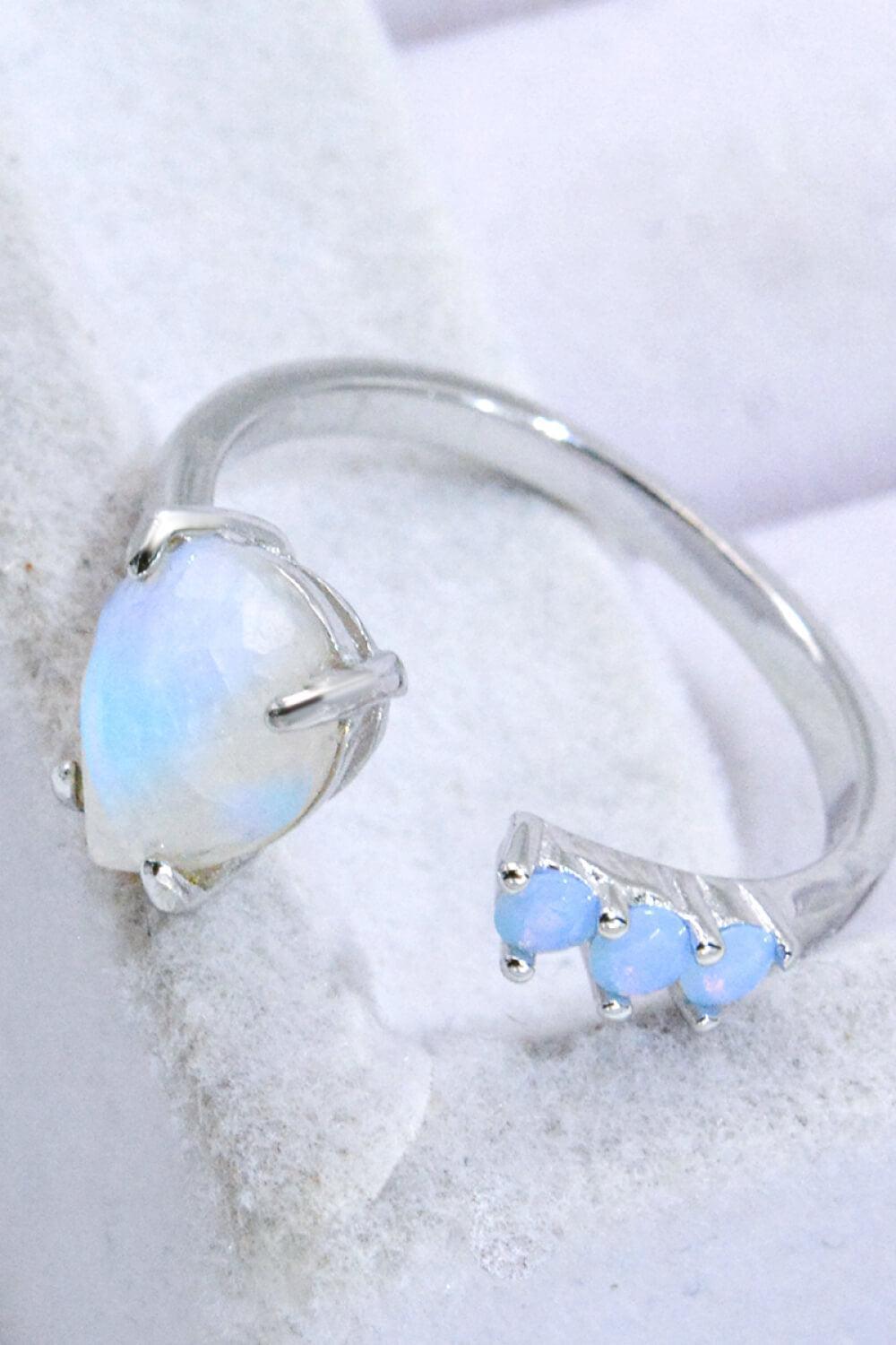 Truly Chic Rose Gold-Plated Open Moonstone Ring - MXSTUDIO.COM