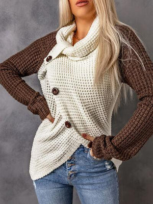 a woman with blonde hair wearing a sweater and jeans