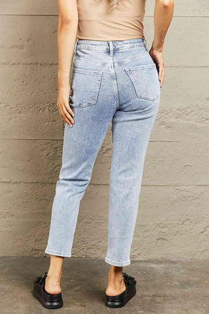 Tummy Control High Waisted Cropped Jeans - MXSTUDIO.COM