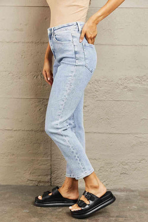 Tummy Control High Waisted Cropped Jeans - MXSTUDIO.COM