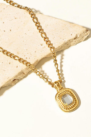 Twinkly Rhinestone Pendant Gold Plated Chain Necklace - MXSTUDIO.COM