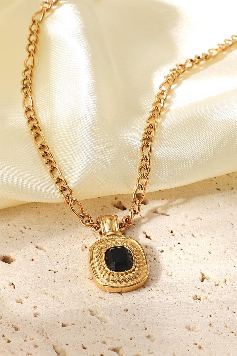 Twinkly Rhinestone Pendant Gold Plated Chain Necklace - MXSTUDIO.COM