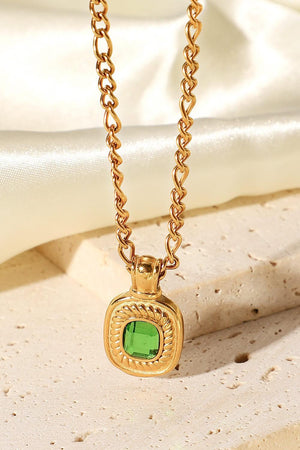 Twinkly Rhinestone Pendant Gold Plated Chain Necklace - MXSTUDIO.COM