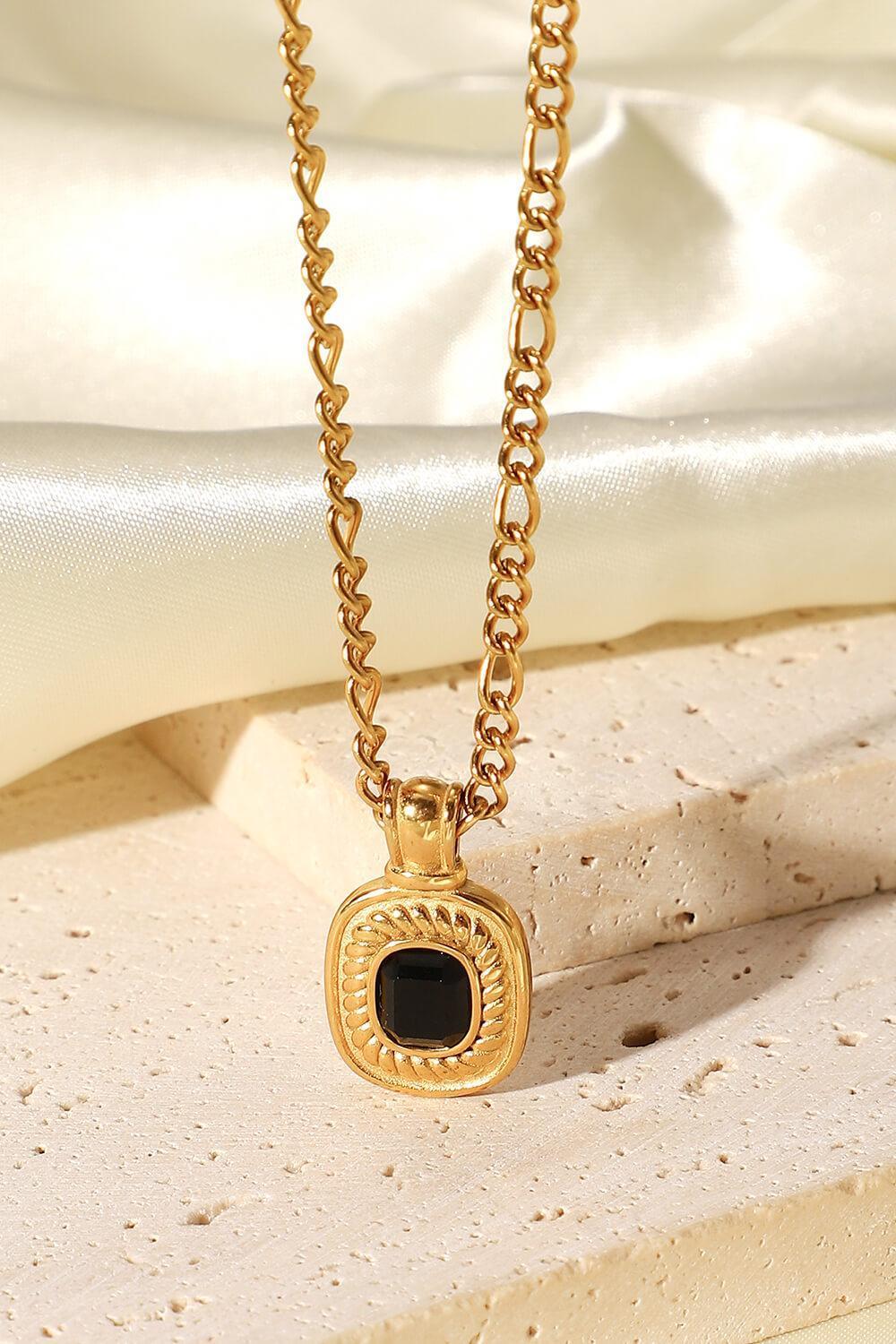 Twinkly Rhinestone Pendant Gold Plated Chain Necklace - MXSTUDIO.COM