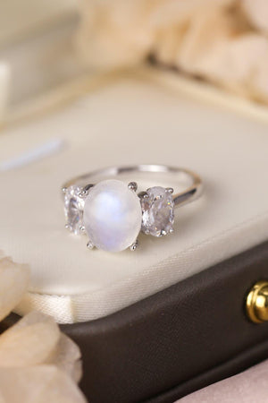 Twinkly Three Stone Sterling Silver Moonstone Ring - MXSTUDIO.COM