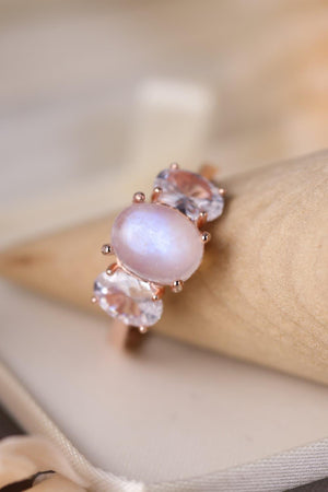 Twinkly Three Stone Sterling Silver Moonstone Ring - MXSTUDIO.COM