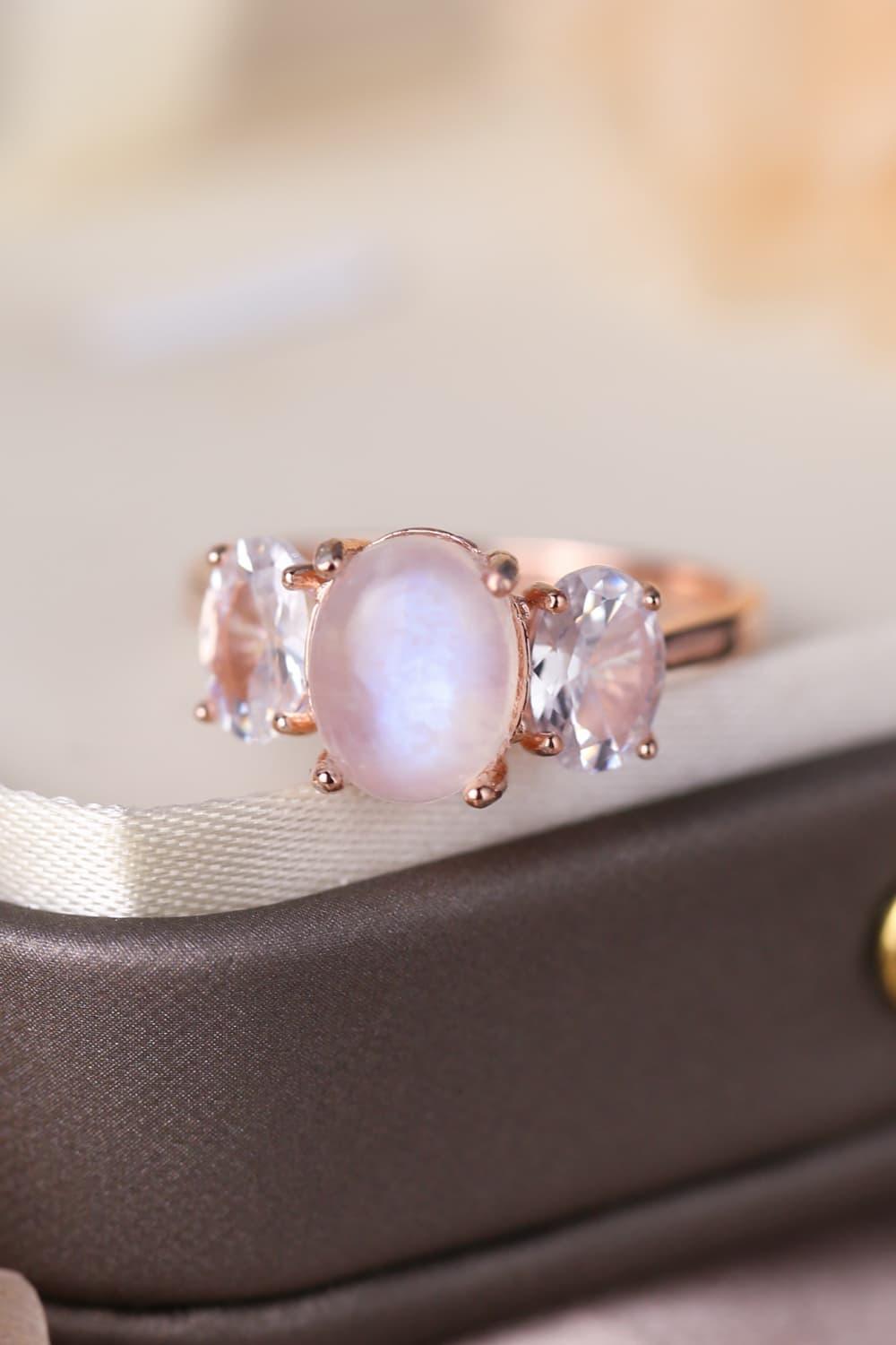 Twinkly Three Stone Sterling Silver Moonstone Ring - MXSTUDIO.COM