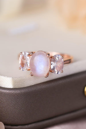 Twinkly Three Stone Sterling Silver Moonstone Ring - MXSTUDIO.COM