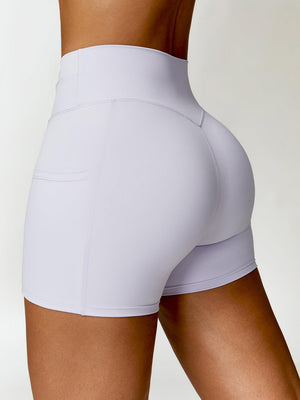 a close up of a woman's butt in a white shorts