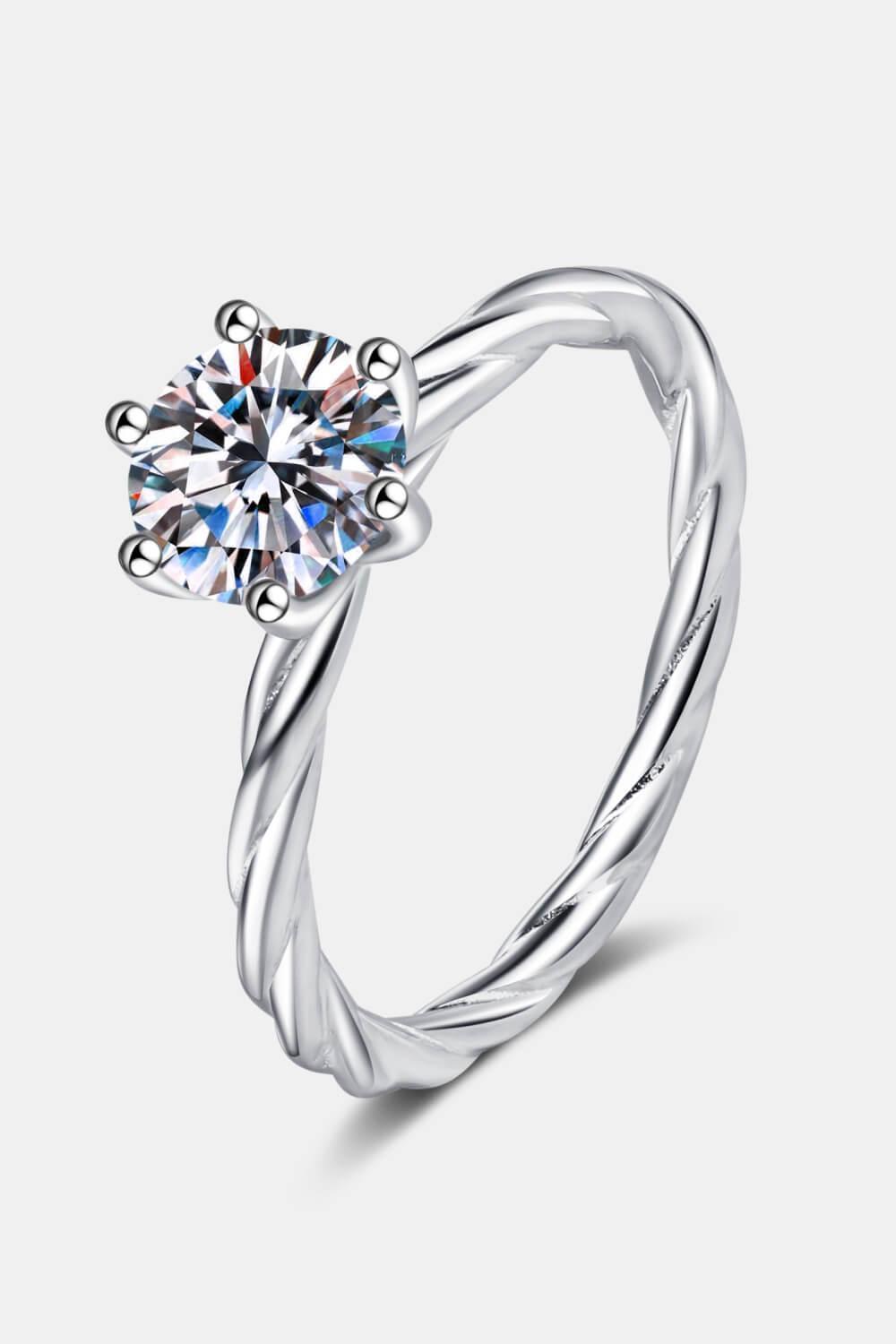 Twisted In Luxury Sterling Silver 1 Carat Moissanite Ring - MXSTUDIO.COM